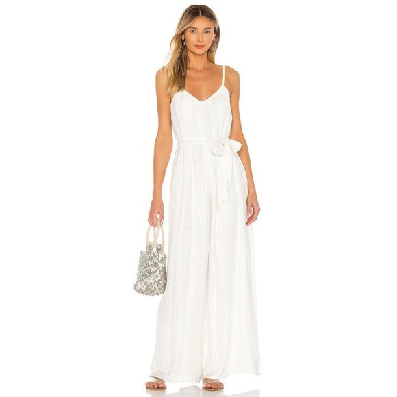 MAJORELLE Pants - MAJORELLE New Love Jumpsuit White Belted Rayon S